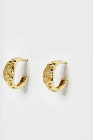 Oliver Bonas Violet Engraved Texture Plated Hoop Earrings
