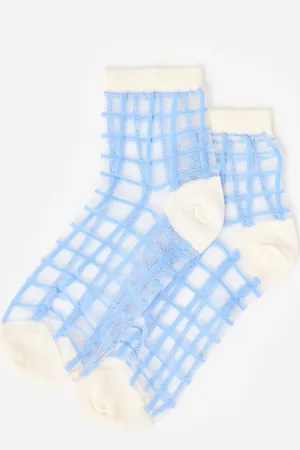 Oliver Bonas Checked Glitter Sheer Ankle Socks