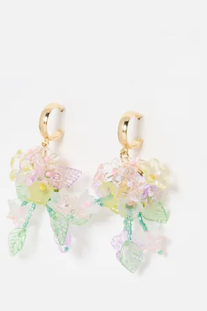 Oliver Bonas Lula Flower & Leaf Cluster Statement Earrings
