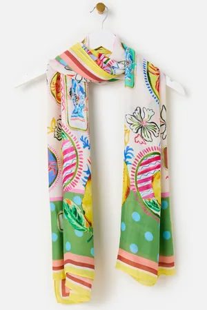 Oliver Bonas Summer Stamp Motifs Spot Lightweight Scarf