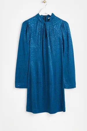 Oliver Bonas Satin Jacquard Metallic Knot Mini Dress, size 6