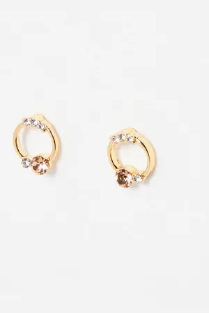 Oliver Bonas Faye Loop & Faux Pearl Stud Earrings
