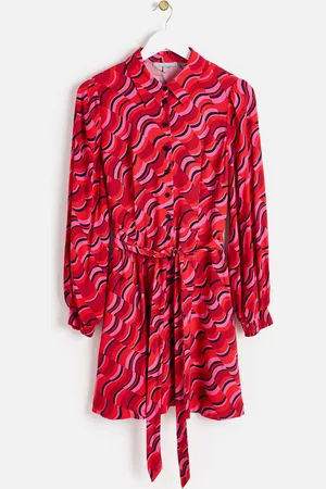 Oliver Bonas Geometric & Pink Long Sleeve Mini Dress, size 6