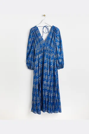 Oliver Bonas Metallic Jacquard Midi Dress, size 8
