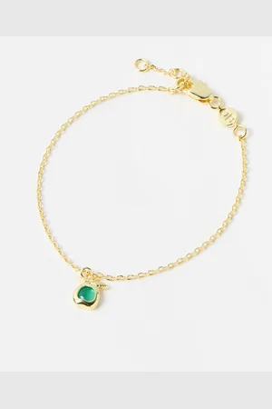 Oliver Bonas Melora Gold Plated Green Onyx Apple Charm Bracelet