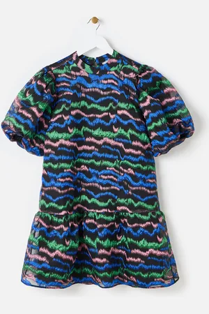 Oliver Bonas Organza Metallic Wavy Mini Dress, size 12