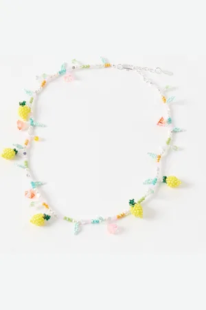 Oliver Bonas Callie Fruit & Flower Beaded Charm Necklace