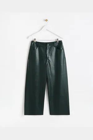 Oliver Bonas Faux Leather Cropped Wide Leg Trousers, size 10