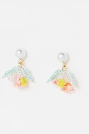 Oliver Bonas Callie Flower, Bead & Faux Pearl Drop Earrings