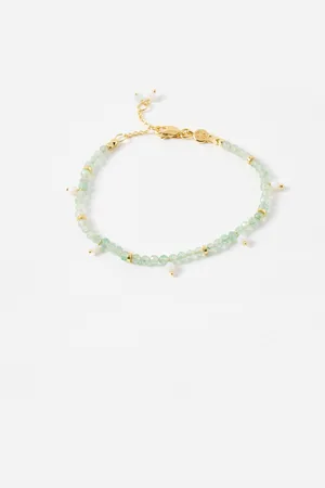 Oliver Bonas Emilia Aventurine & Mother of Pearl Beaded Bracelet