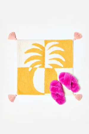 Oliver Bonas Pineapple Chequerboard Square Bath Mat
