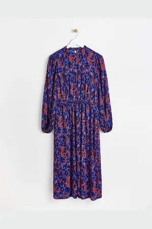 Oliver Bonas Floral Crinkle Midi Dress, size 6