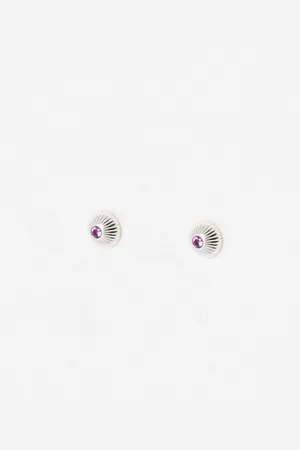 Oliver Bonas Rena Round Purple Stone Sterling Silver Stud Earrings