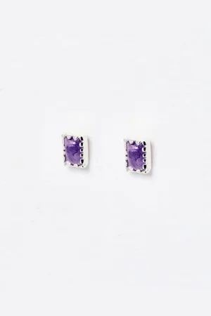 Oliver Bonas Florence Flourite Stone Sterling Silver Stud Earrings