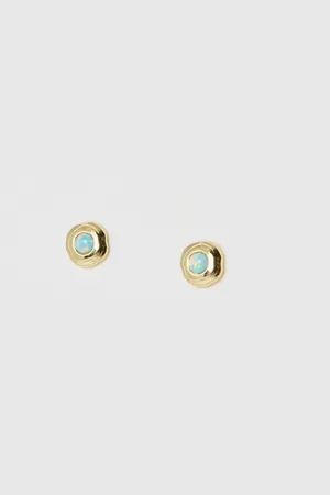Oliver Bonas Beryl Opalite Inlay Gold Plated Stud Earrings
