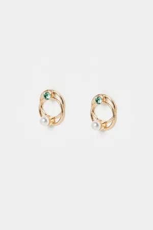 Oliver Bonas Faye Loop & Faux Pearl Stud Earrings