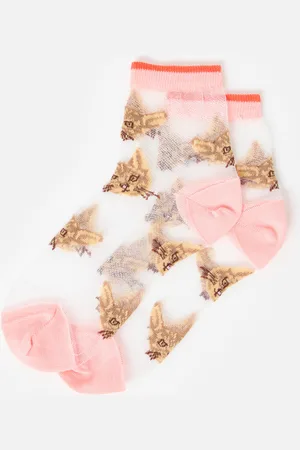 Oliver Bonas Cat Sheer Ankle Socks