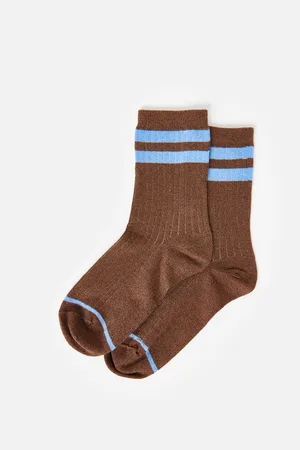 Oliver Bonas & Blue Glitter Striped Sporty Ankle Socks