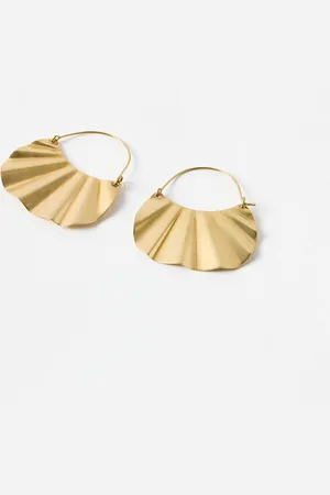Oliver Bonas Aylish Pleated Brass Hoop Earrings