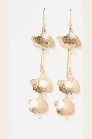 Oliver Bonas Anish Organic Leaf Long Statement Earrings