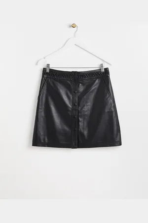 Oliver Bonas Faux Leather Pleat Mini Skirt, size 6