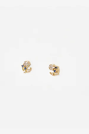 Oliver Bonas Natalie Tiny Moon & Star Tone Stud Earrings