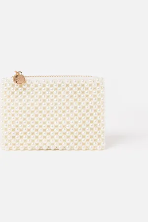 Oliver Bonas Faux Pearl Beaded Zipped Pouch