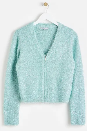 Oliver Bonas Mint Sparkly Knitted Cardigan, size 6
