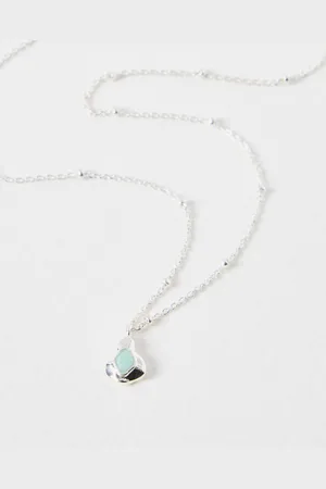 Oliver Bonas Azurine Amazonite Silver Pendant Necklace
