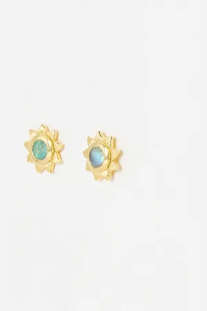 Oliver Bonas Aine Sun Paua Shell Inlay Gold Plated Stud Earrings