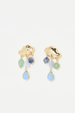 Oliver Bonas Taranis Cloud & Blue Stone Drop Statement Earrings