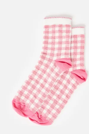 Oliver Bonas Gingham Glitter Ankle Socks