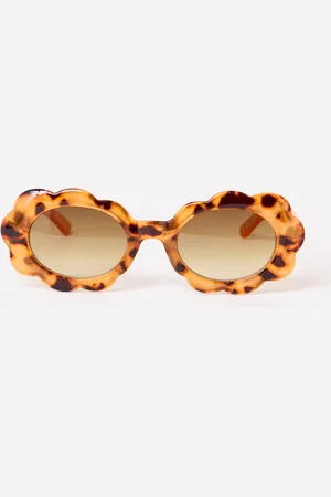 Oliver Bonas Amber Faux Tortoiseshell Flower Oval Sunglasses