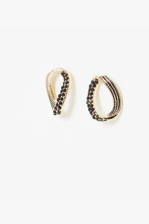 Oliver Bonas Jovie Twisted Black & Gold Stud Earrings