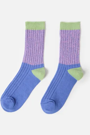 Oliver Bonas Blue & Pink Ribbed Cosy Socks