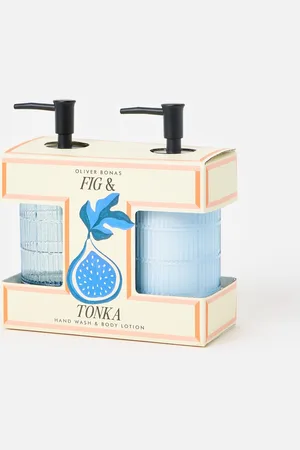 Oliver Bonas Fig & Tonka Bean Scented Hand Wash & Moisturiser Gift Set