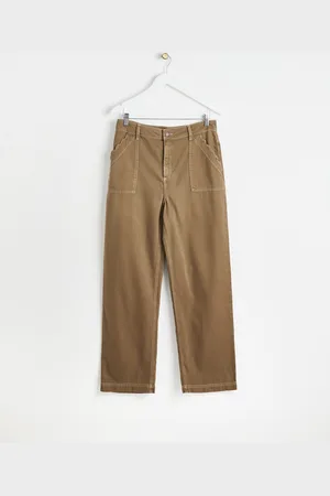 Oliver Bonas Khaki Contrast Stitch Scallop Jeans, size 18