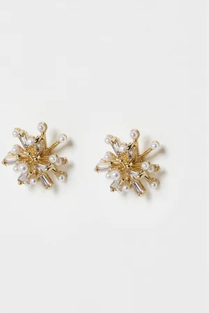 Oliver Bonas Atlas Glass Cluster & Faux Pearl Stud Earrings