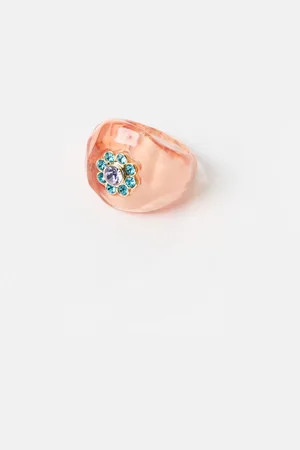 Oliver Bonas Adama Flower Statement Ring, size Medium/Large