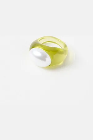 Oliver Bonas Salma Faux Pearl Statement Ring, size Small/Medium