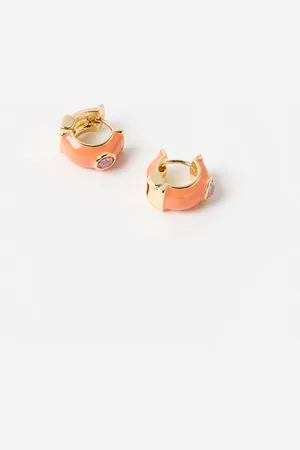 Oliver Bonas Miel Orange Enamel Chunky Hoop Earrings