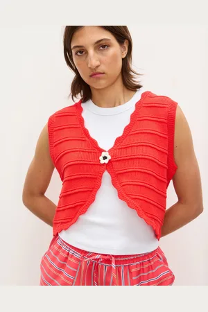 Oliver Bonas Textured Scalloped Knitted Waistcoat, size 14