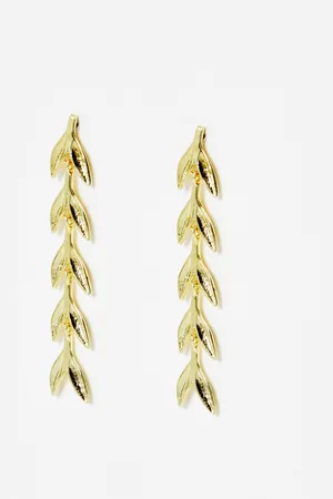 Oliver Bonas Karen Leaf Plated Chain Earrings