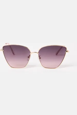 Oliver Bonas Gold Tone Metal Rim Cat Eye Sunglasses