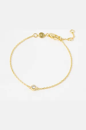 Oliver Bonas Abigail Clear Cubic Zirconia Gold Plated Chain Bracelet