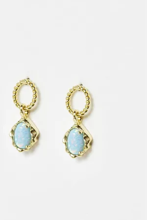 Oliver Bonas Dara Opalite Loop Gold Plated Drop Earrings