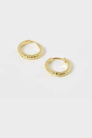 Oliver Bonas Marina Textured Plated Huggie Earrings