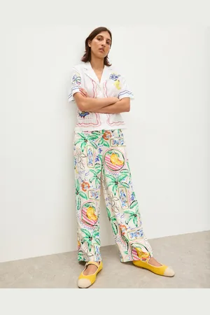 Oliver Bonas Summer Tropical Print Wide Leg Trousers, size 12