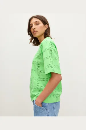 Oliver Bonas Lime Square Broderie T-Shirt, size 16