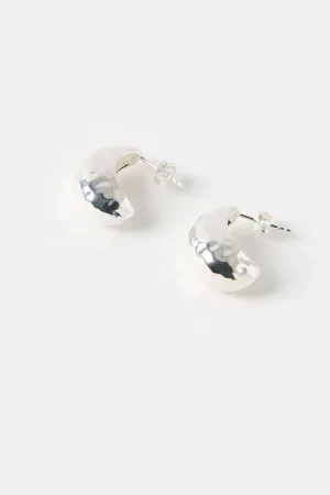 Oliver Bonas Hallie Hammered Sterling Hoop Earrings